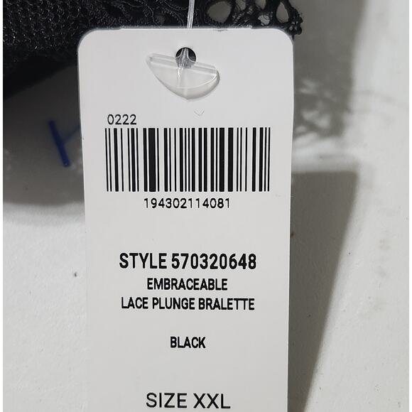 NEW SOMA Plus Size Intimates Black XX-LARGE Embraceable Plunge Lace Bralette - Picture 11 of 11